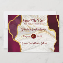 Elegante Bourgogne en Gold Agaat Save The Date Kaa