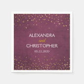 Elegante Bourgogne en Gold Foil Confetti bruiloft Servet (Voorkant)