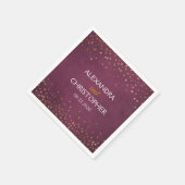 Elegante Bourgogne en Gold Foil Confetti bruiloft Servet (Hoek)