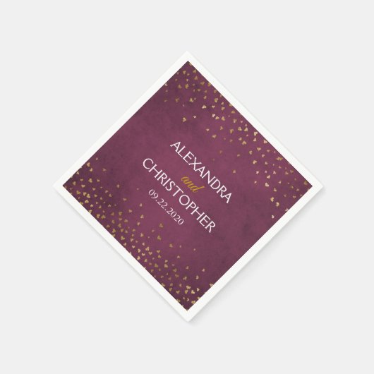 Elegante Bourgogne en Gold Foil Confetti bruiloft Servet (Hoek)