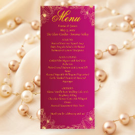 Elegante Bourgogne en Gouden Bloemen Wedding Menu