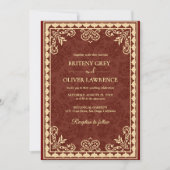 Elegante Bourgogne en goudfolie  bruiloft Kaart (Voorkant)