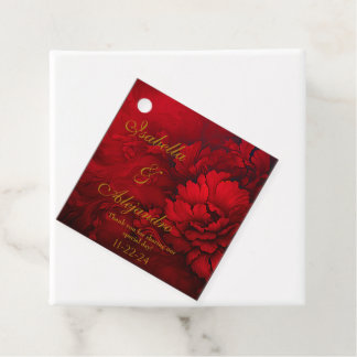 Elegante Bourgogne en rode bloemenbruiloft Bedankjes Labels