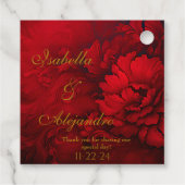 Elegante Bourgogne en rode bloemenbruiloft Bedankjes Labels (Achterkant)