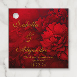 Elegante Bourgogne en rode bloemenbruiloft Bedankjes Labels