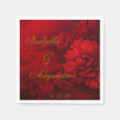 Elegante Bourgogne en rode bloemenbruiloft Servet (Voorkant)