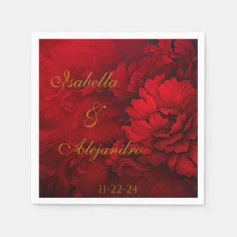 Elegante Bourgogne en rode bloemenbruiloft Servet