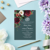 Elegante Bourgogne en Witte Rozen Bloemen Islamiti Acryl Uitnodigingen (Insitu (Huwelijk))