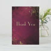 Elegante Bourgogne & Faux Gold Bedankkaart (Staand voorkant)