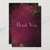 Elegante Bourgogne & Faux Gold Bedankkaart (Voorkant / Achterkant)