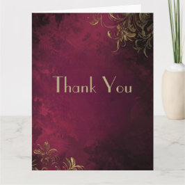 Elegante Bourgogne & Faux Gold Bedankkaart