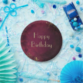 Elegante Bourgogne & Faux Gold Papieren Bordje (Feest)