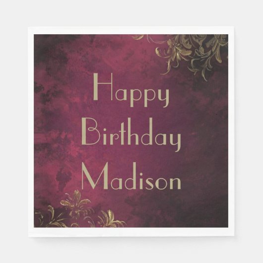 Elegante Bourgogne & Faux Gold Servet (Voorkant)