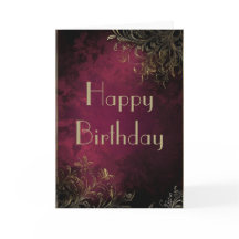 Elegante Bourgogne & Faux Gouden Verjaardag Kaart