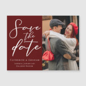 Elegante Bourgogne Foto Save the Date Magnet Kaart (Voorkant)