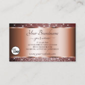 Elegante Bourgogne Glitter Stars toevoegen Logo Ro Visitekaartje (Achterkant)