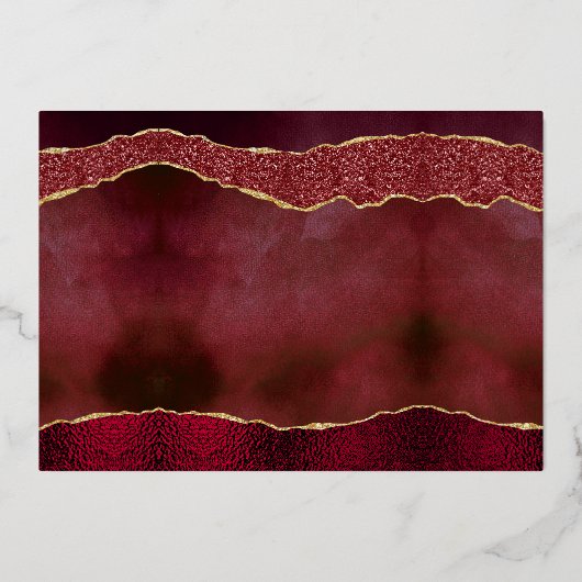 Elegante Bourgogne & Gold Agaat bruiloft dank u Folie Uitnodiging (Achterkant)