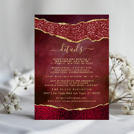 Elegante Bourgogne & Gold Agaat bruiloft detail Informatiekaartje