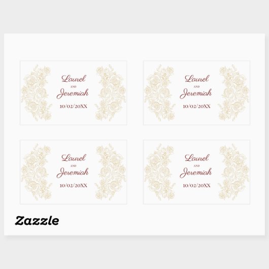 Elegante Bourgogne & Golden Rozen Sticker (Vel)