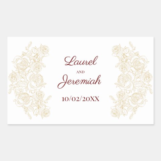 Elegante Bourgogne & Golden Rozen Sticker (Voorkant)