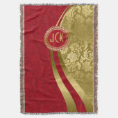 Elegante Bourgogne & Goud  Bloemen Damasks 2 Deken (Voorkant Verticaal)