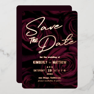 elegante Bourgogne goud Save the date Huwelijk   Folie Uitnodiging
