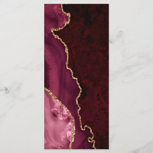 Elegante Bourgogne Gouden Agaat Donkere Bruiloft Menu (Achterkant)