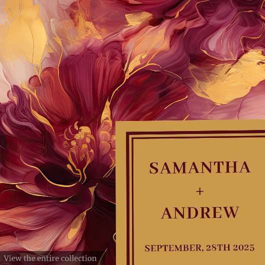 Elegante Bourgogne Gouden Blush Trouwpapier Servet