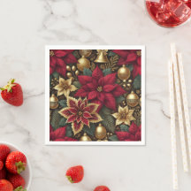 Elegante Bourgogne & Gouden Poinsettia Decoupage