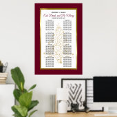 Elegante Bourgogne Gouden Winter Bruiloft Zitkaart Poster (Thuiskantoor)