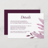 Elegante Bourgogne Groot Blad Bruiloft Detail kaar Kaart (Voorkant / Achterkant)