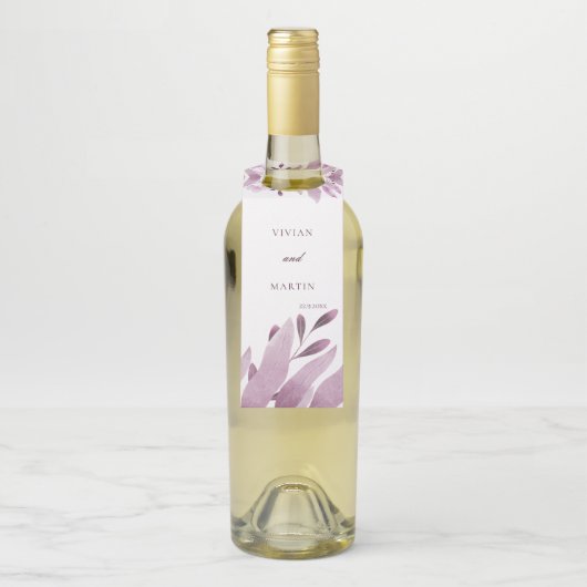 Elegante Bourgogne Groot blad Bruiloft Flessenhanger (Op fles)