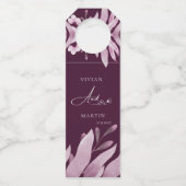 Elegante Bourgogne Groot blad Bruiloft Flessenhanger (Voorkant)