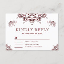 Elegante Bourgogne Henna Indische RSVP