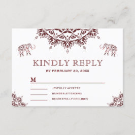 Elegante Bourgogne Henna Indische RSVP