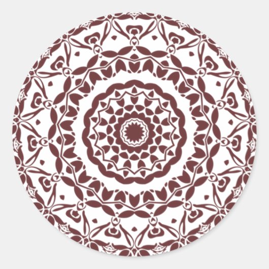 Elegante Bourgogne Henna Mandala Envelope Seal Ronde Sticker (Voorkant)