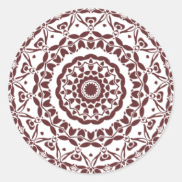 Elegante Bourgogne Henna Mandala Envelope Seal Ronde Sticker