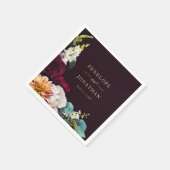 Elegante Bourgogne Herfst Bloemen Goud Script Trou Servet (Hoek)