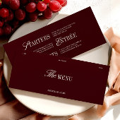 Elegante Bourgogne & Ivoor Trouwdiner Menu Kaart