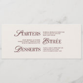 Elegante Bourgogne & Ivoor Trouwdiner Menu Kaart (Achterkant)