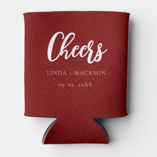 Elegante Bourgogne juicht vrijgezellenfeest bruilo Blikjeskoeler (Voorkant)