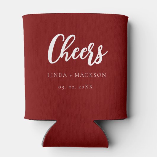 Elegante Bourgogne juicht vrijgezellenfeest bruilo Blikjeskoeler (Achterkant)