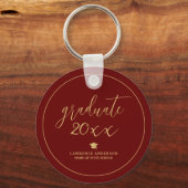 Elegante Bourgogne Klasse van 2024 Afstuderen Afst Sleutelhanger (Voorkant)