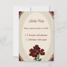 Elegante Bourgogne Koninklijke Kant Trouw RSVP Kaa