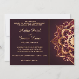 Elegante Bourgogne Mandala bruiloft uitnodiging