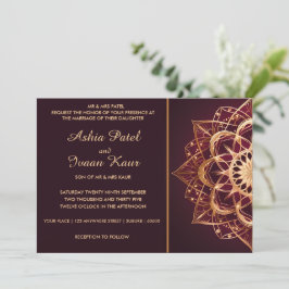 Elegante Bourgogne Mandala bruiloft uitnodiging