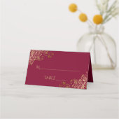 Elegante Bourgogne Maroon & Gouden bruiloft Write- Plaatskaartje (Voorkant)
