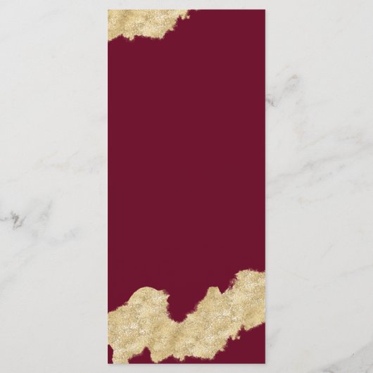 Elegante Bourgogne Marsala & Gouden Bruiloft Menu (Achterkant)