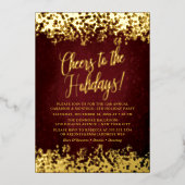 Elegante Bourgogne met gouden Confetti vakantie Folie Uitnodiging (Voorkant)