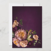 Elegante Bourgogne Moody Floral Script Bruids Brun Kaart (Achterkant)